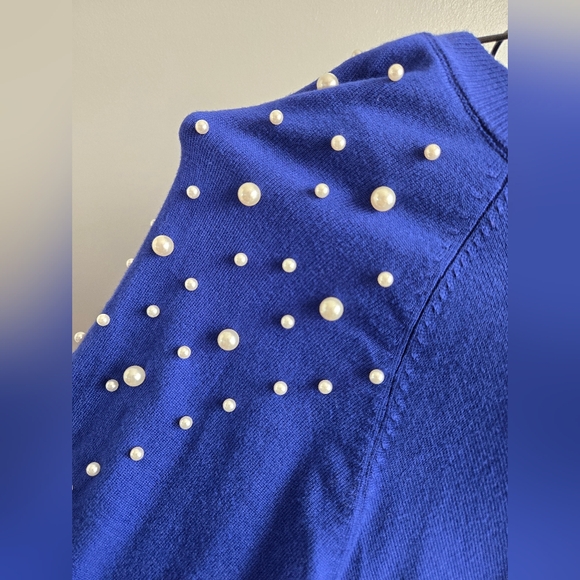 NWT Umgee Blue Pearl-Embellished Sweater - Picture 4 of 9